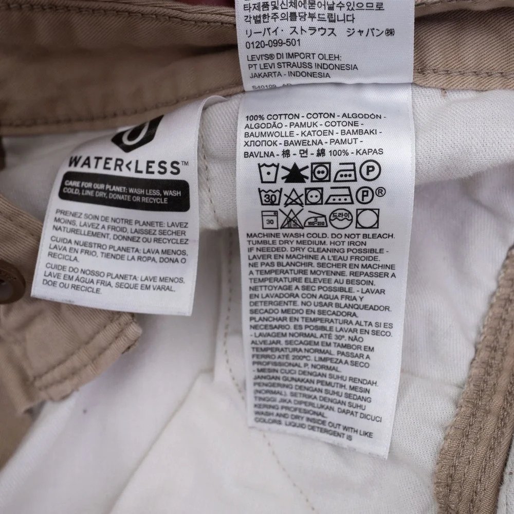Levis Mens Tan Khaki Cargo Shorts 44x9.5 WaterLess Utility Cotton Twill Casual